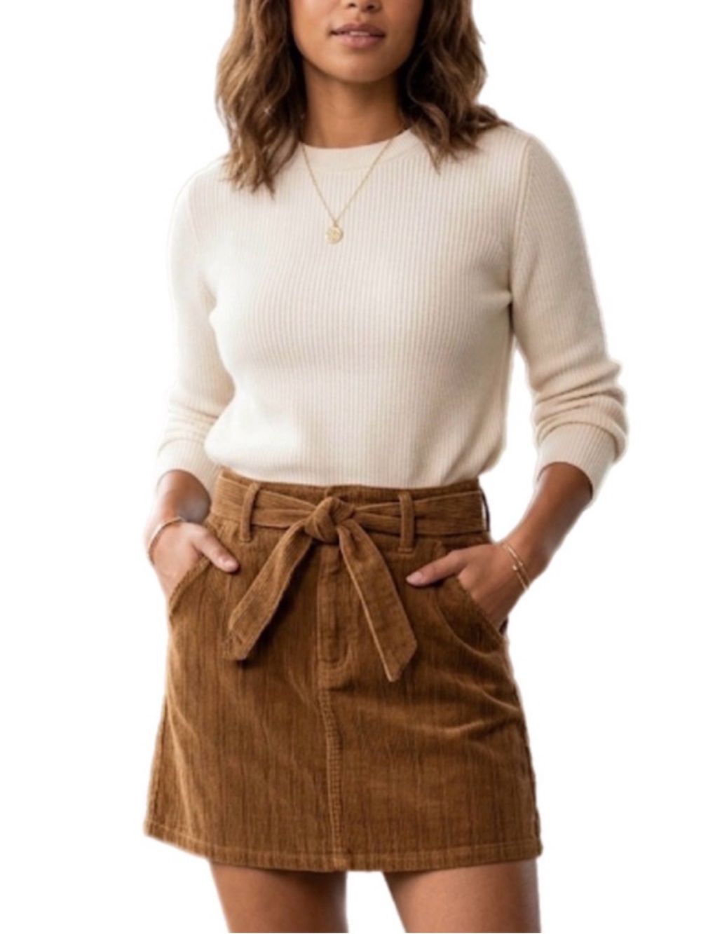 Like New 3/26 Junior’s American Original Rewash Corduroy Belted Mini Skirt Indie